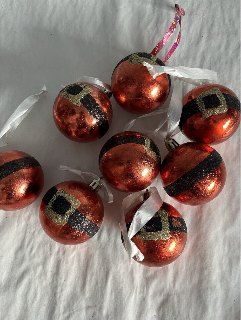 Red With Santa Belt Christmas Ornaments glass
